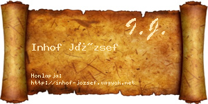 Inhof József névjegykártya